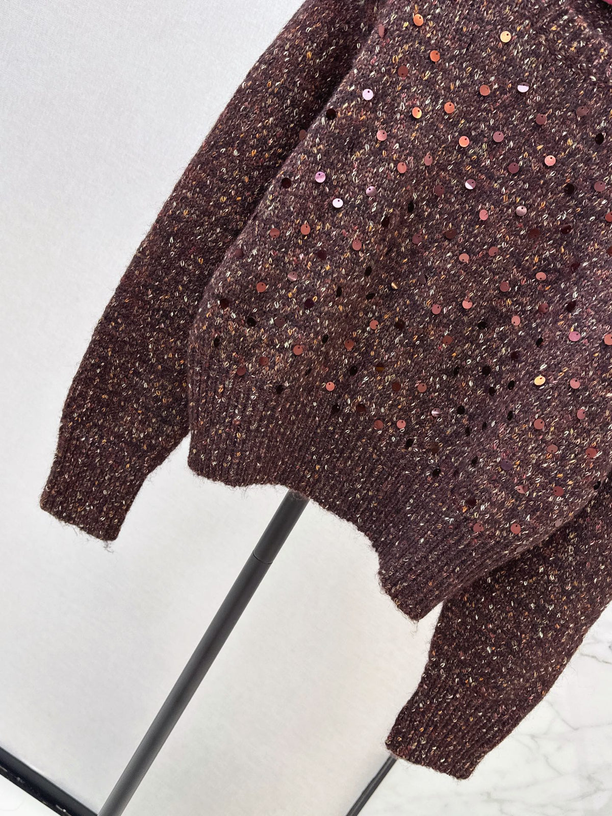 26FW New Sequin-Yarn Crewneck Knit Sweater 🤍💚🤎