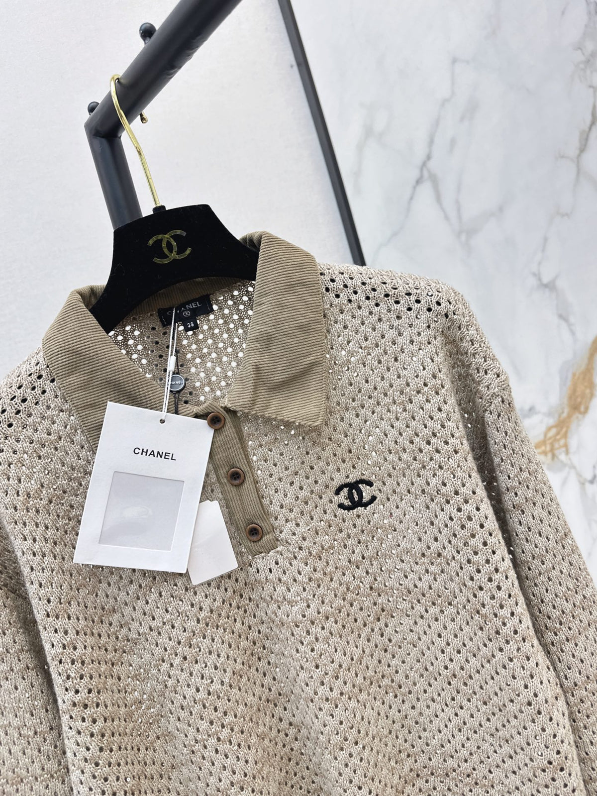 26FW New Collared Cut-out Knit Top 🩶🤎