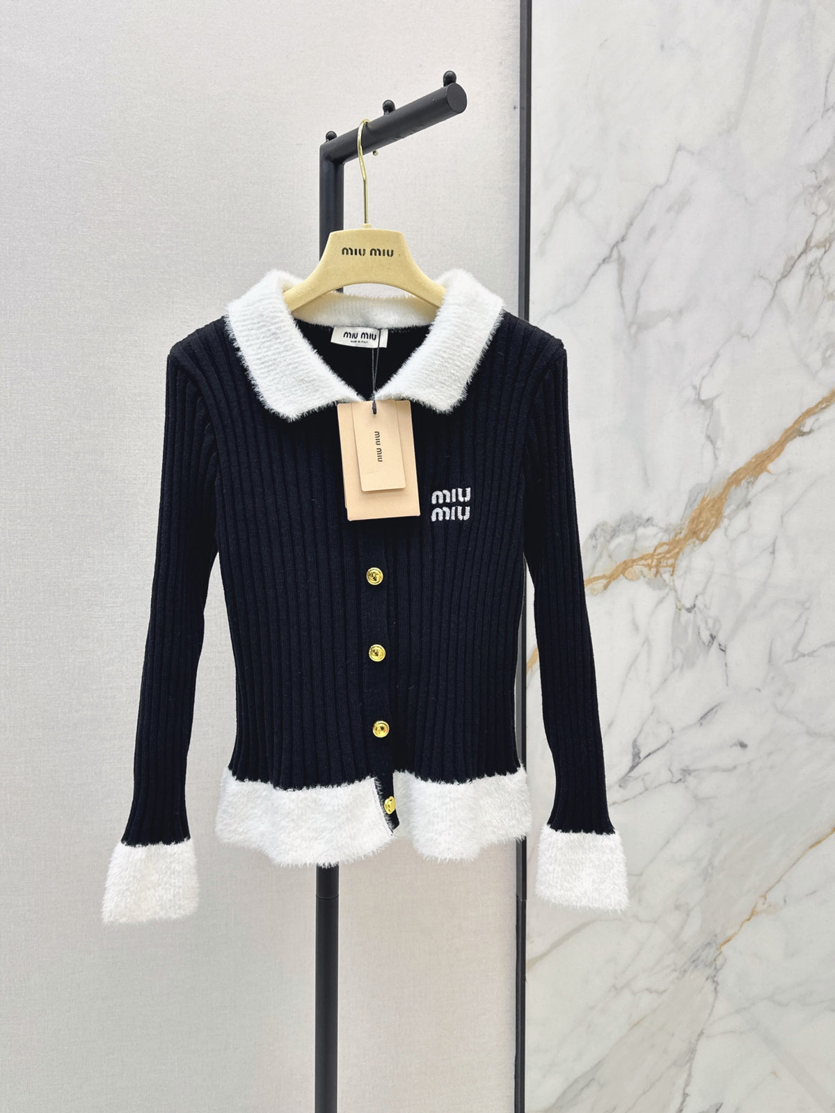 26FW New Color-Block Lapel Knit Cardigan 🤍