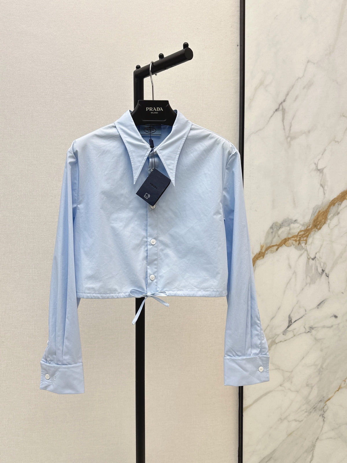 26FW New Cropped Drawstring Shirt 🩵