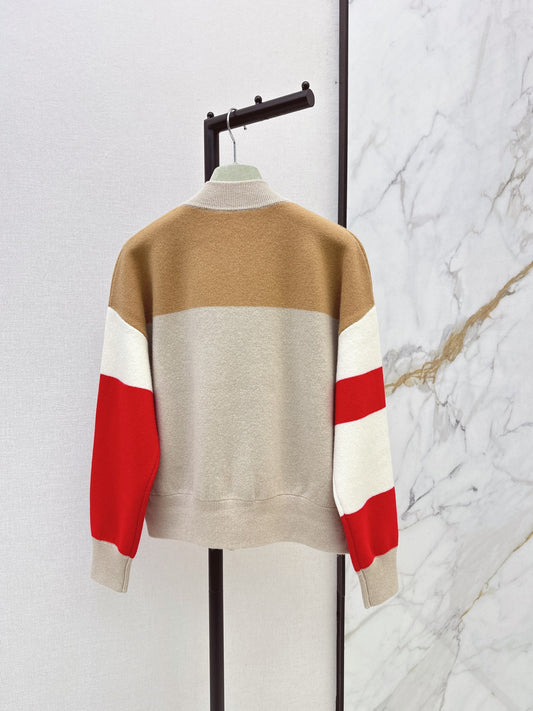 🎄Xmas🎄26FW New Color-Block Cashmere Knit Varsity Jacket 🤍