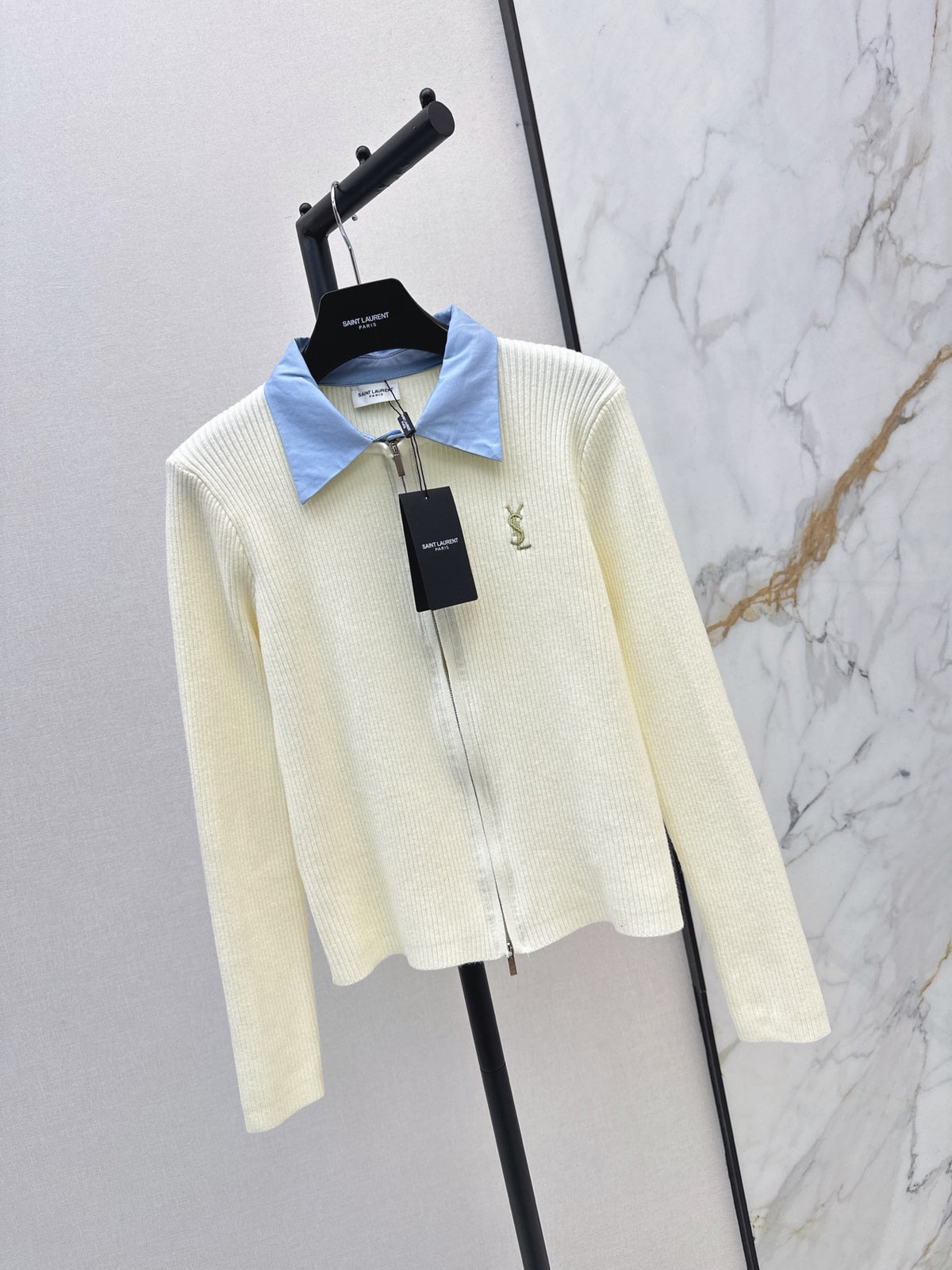 26FW New "Faux-Layered" Knitted Zip-Up Cardigan 🤍🖤