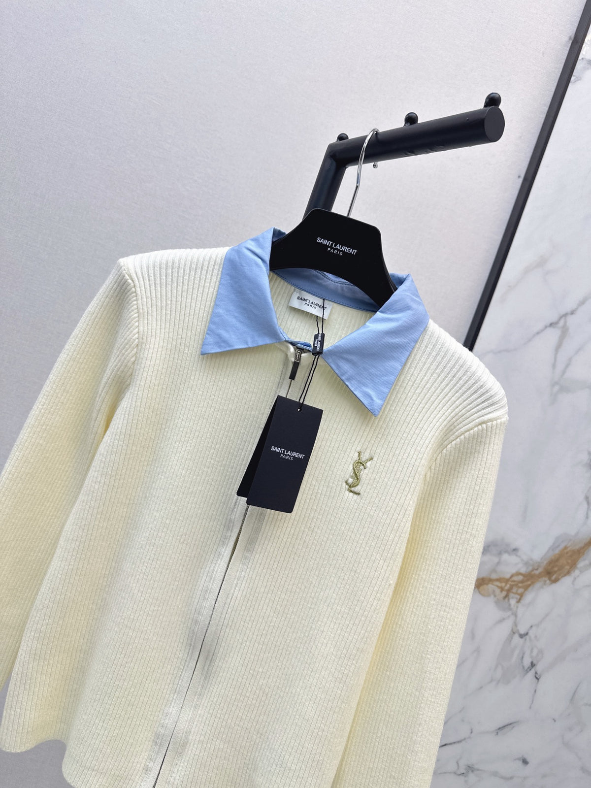 26FW New "Faux-Layered" Knitted Zip-Up Cardigan 🤍🖤