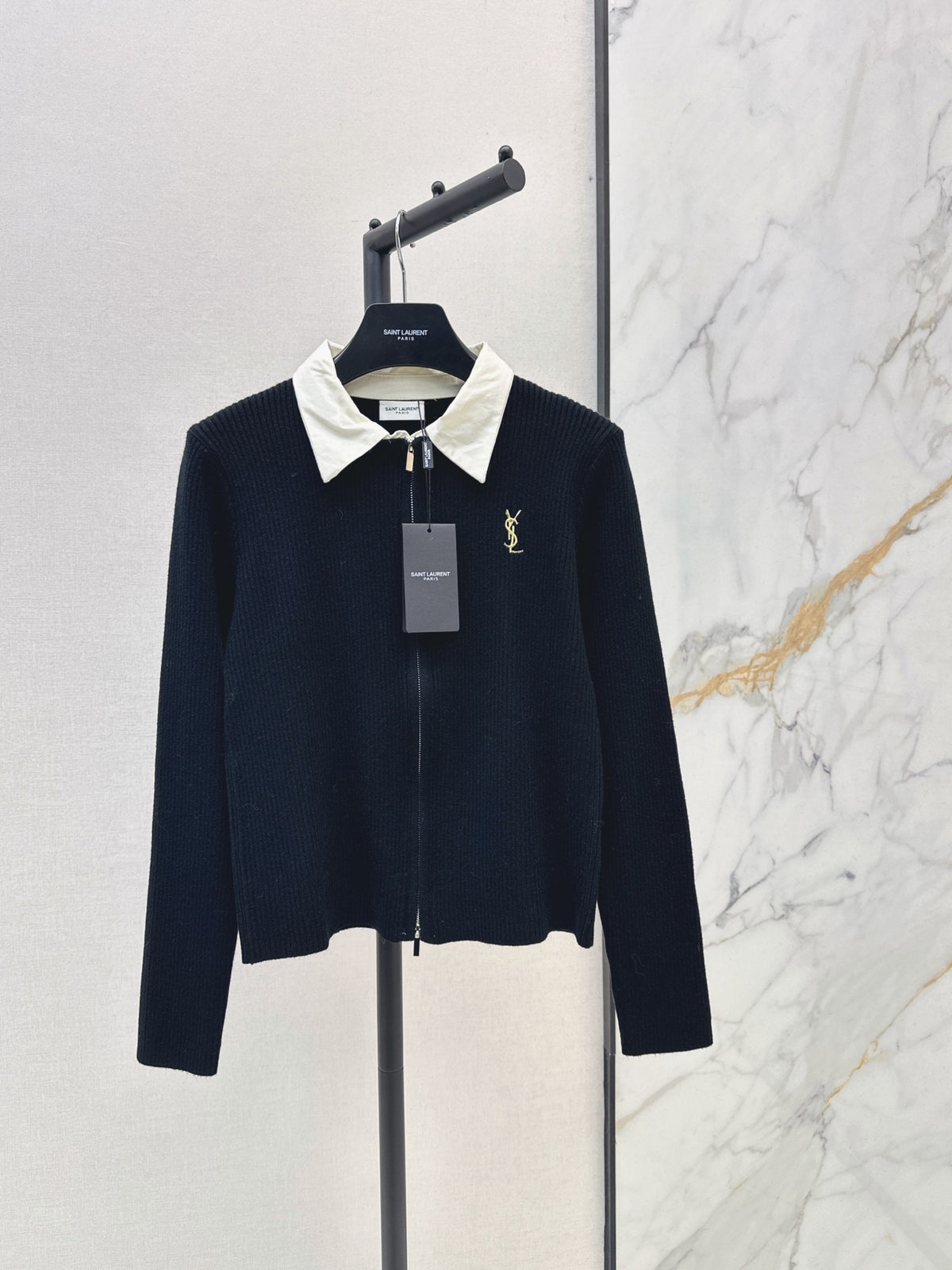 26FW New "Faux-Layered" Knitted Zip-Up Cardigan 🤍🖤