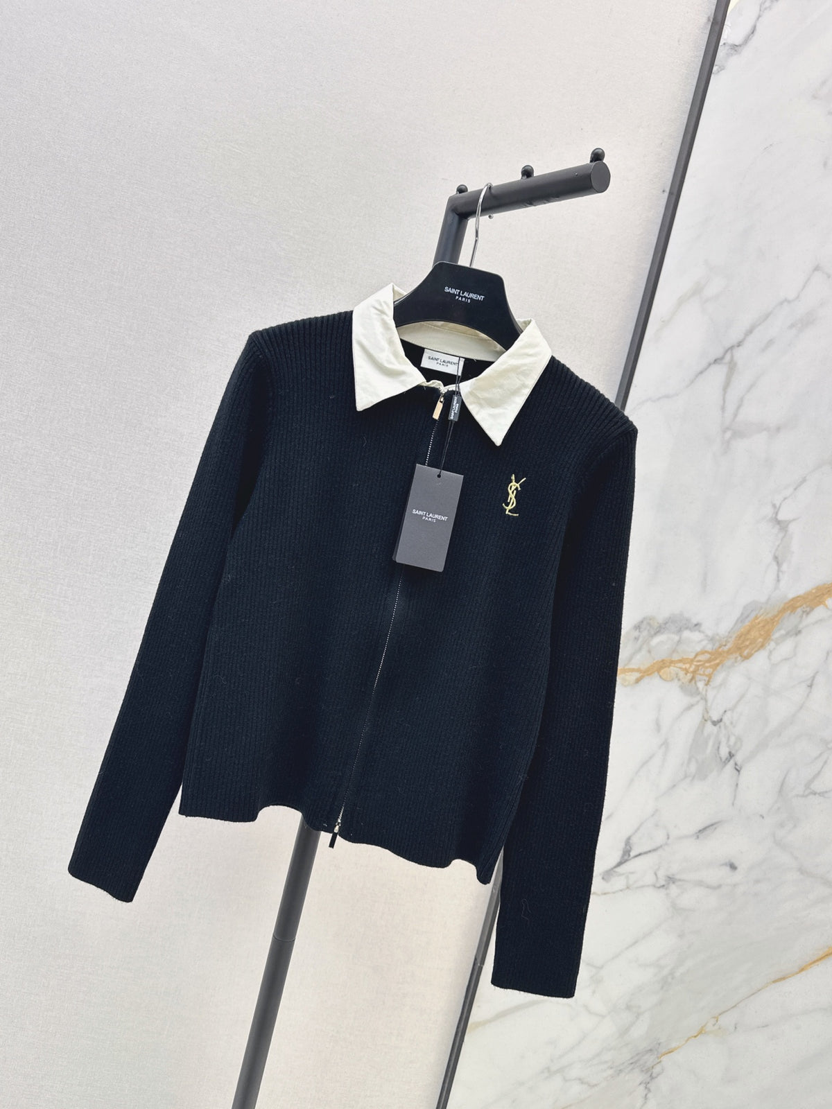26FW New "Faux-Layered" Knitted Zip-Up Cardigan 🤍🖤