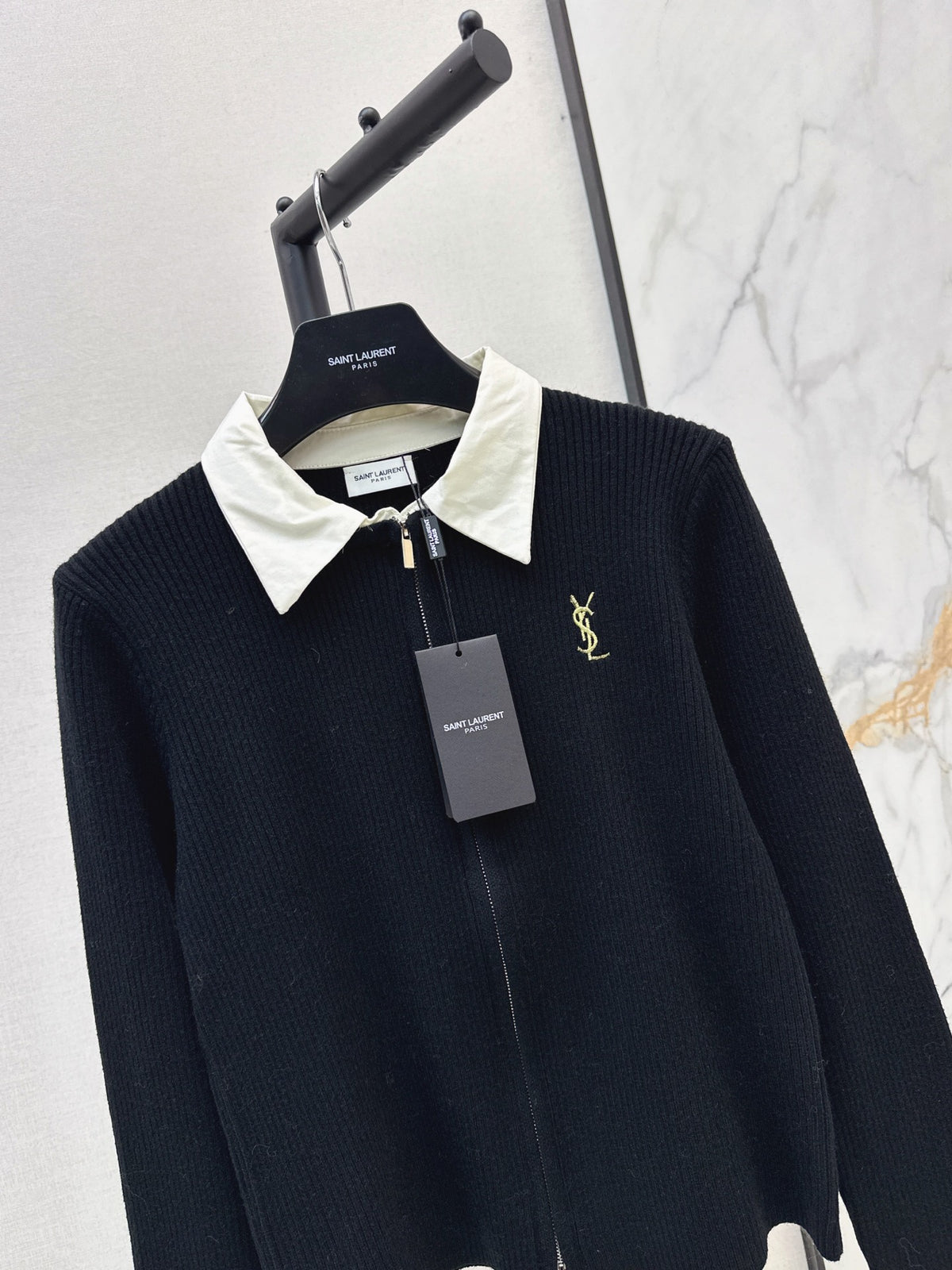 26FW New "Faux-Layered" Knitted Zip-Up Cardigan 🤍🖤