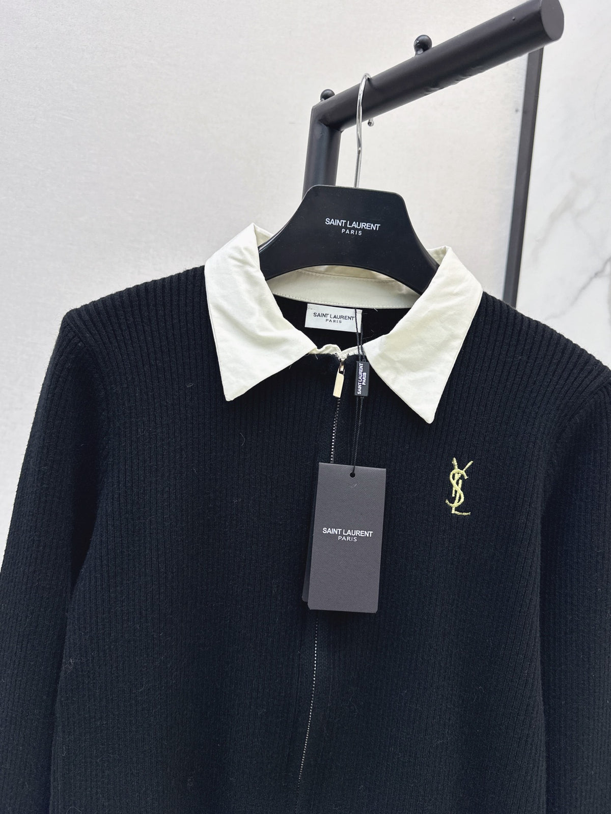 26FW New "Faux-Layered" Knitted Zip-Up Cardigan 🤍🖤