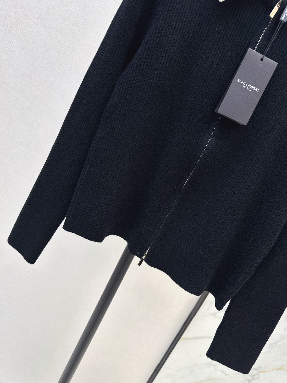 26FW New "Faux-Layered" Knitted Zip-Up Cardigan 🤍🖤