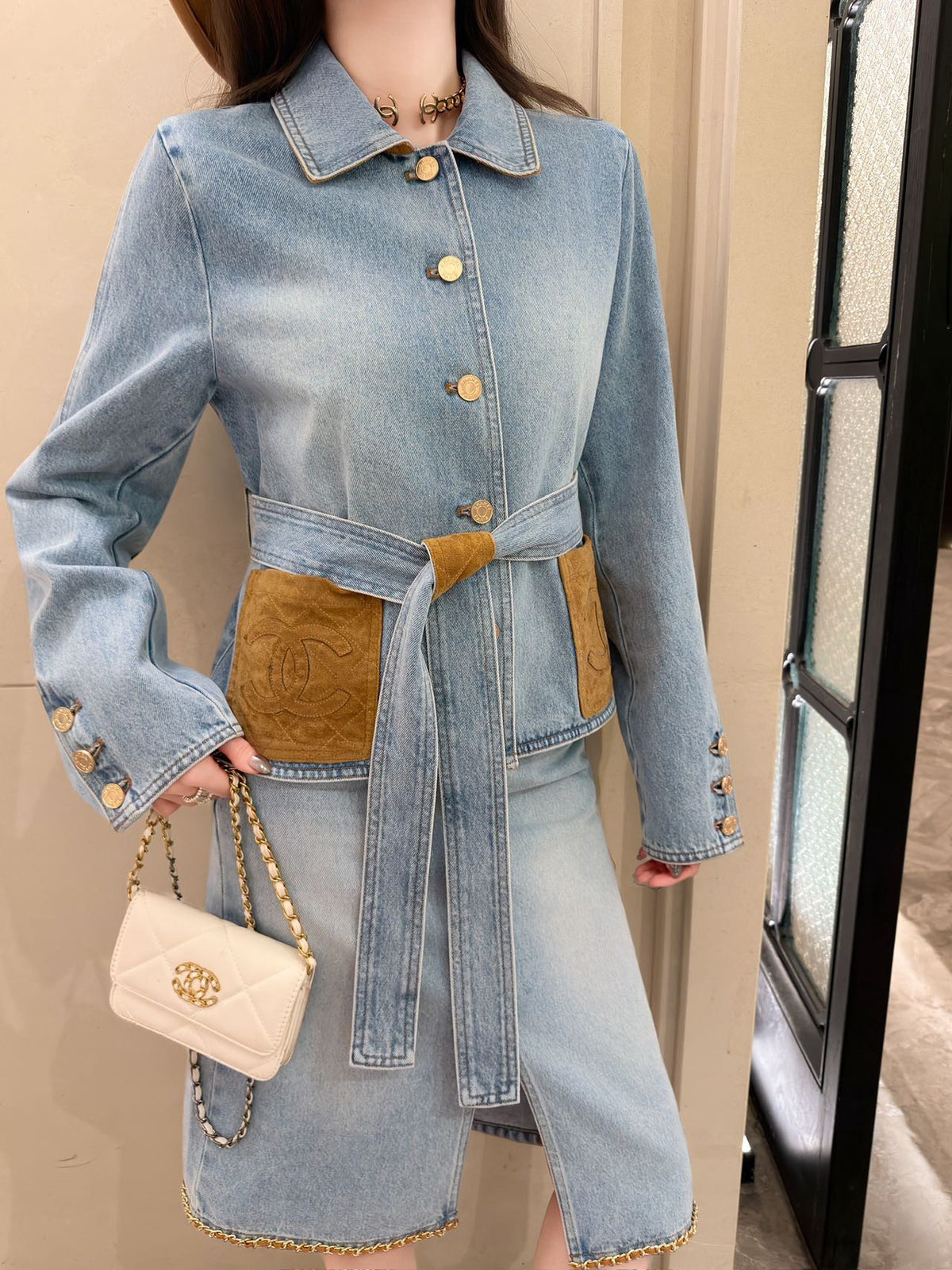 🔥Highest Quality🔥26FW New Suede-Belted Denim Jacket 🩵