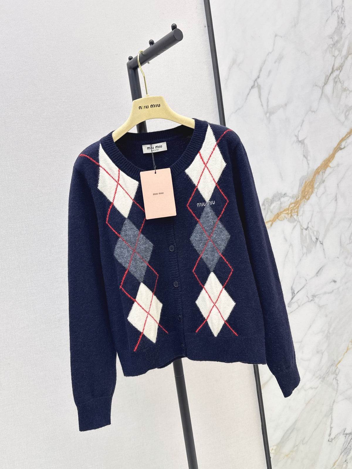 26FW New Quilted-Pattern Crew-Neck Cardigan 🤍🤎🩶💙