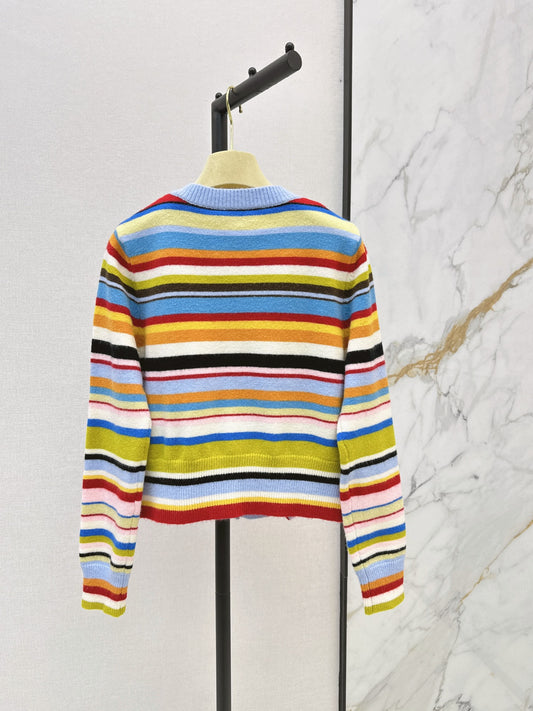 26FW New Colorful Striped Crew-Neck Cardigan 💞
