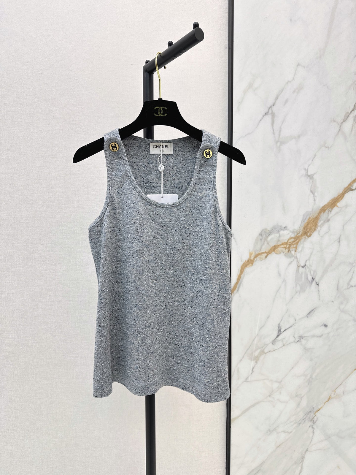 26FW New Grey Knit Vest with Shoulder Buttons 🩶