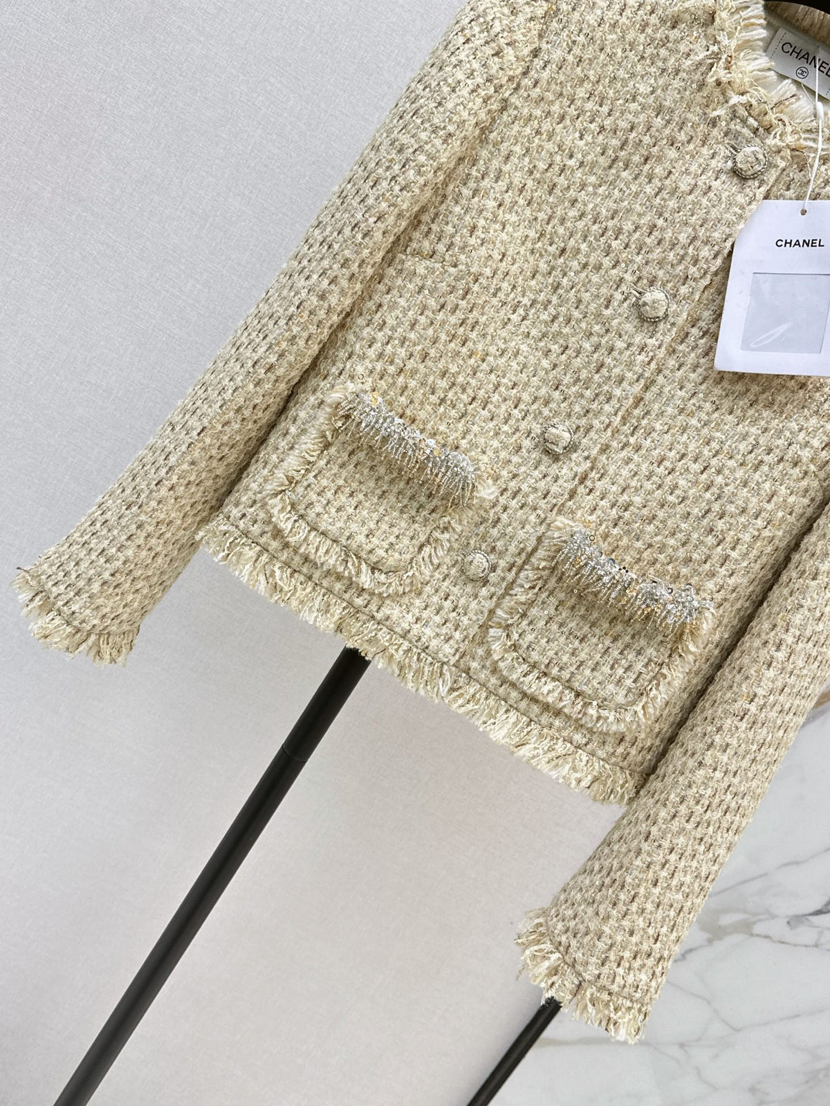 🔥Highest Quality🔥26FW New Beige-Apricot Tweed Jacket 💛