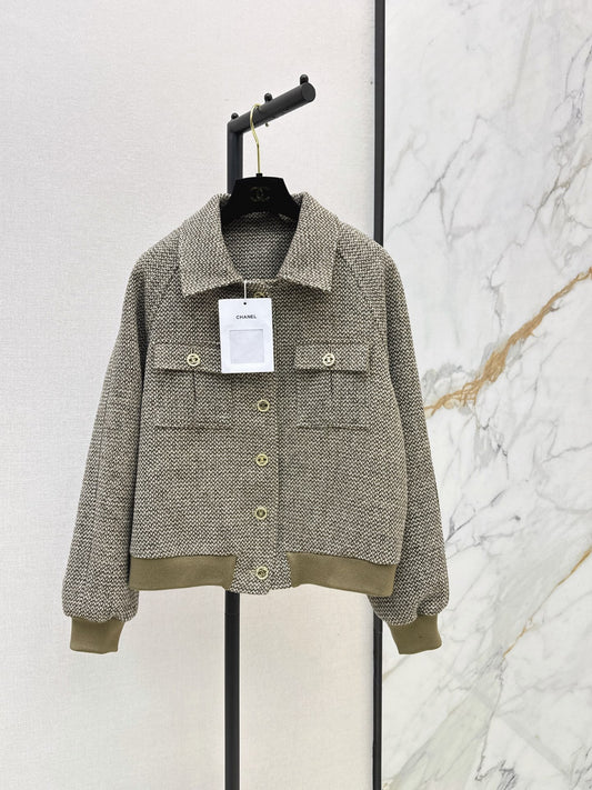 26FW New Tweed Cropped Jacket with Gold-Tone Accents 🤎
