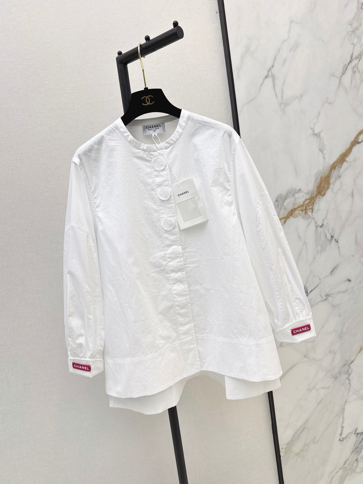 🔥Highest Quality🔥26FW New White Shirt with Embroidered Logo Detail 🤍