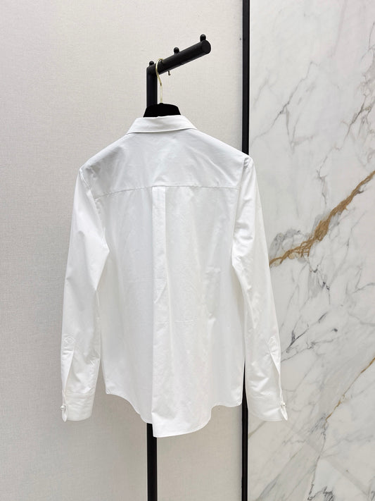 🔥Highest Quality🔥26FW New White Shirt with Embroidered Logo and Pocket Detail 🤍