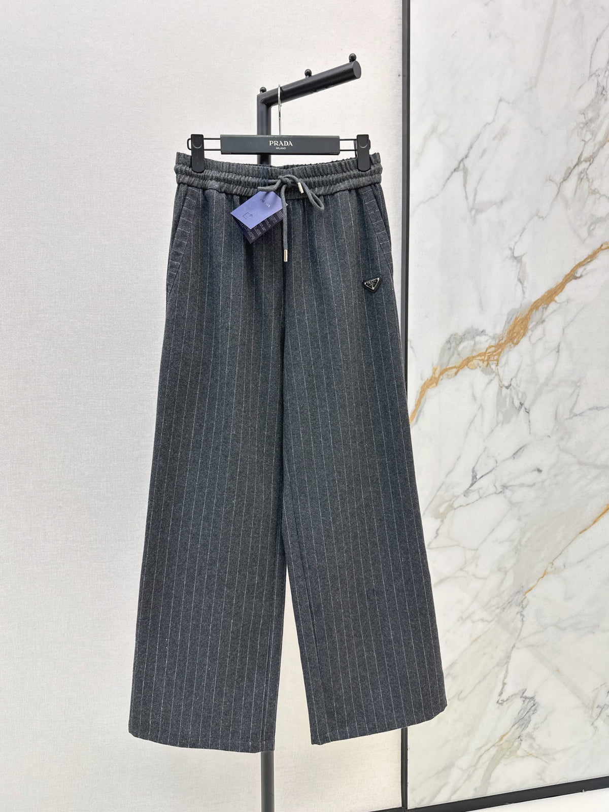 26FW New Striped Wool Wide-Leg Trousers 🩶🖤
