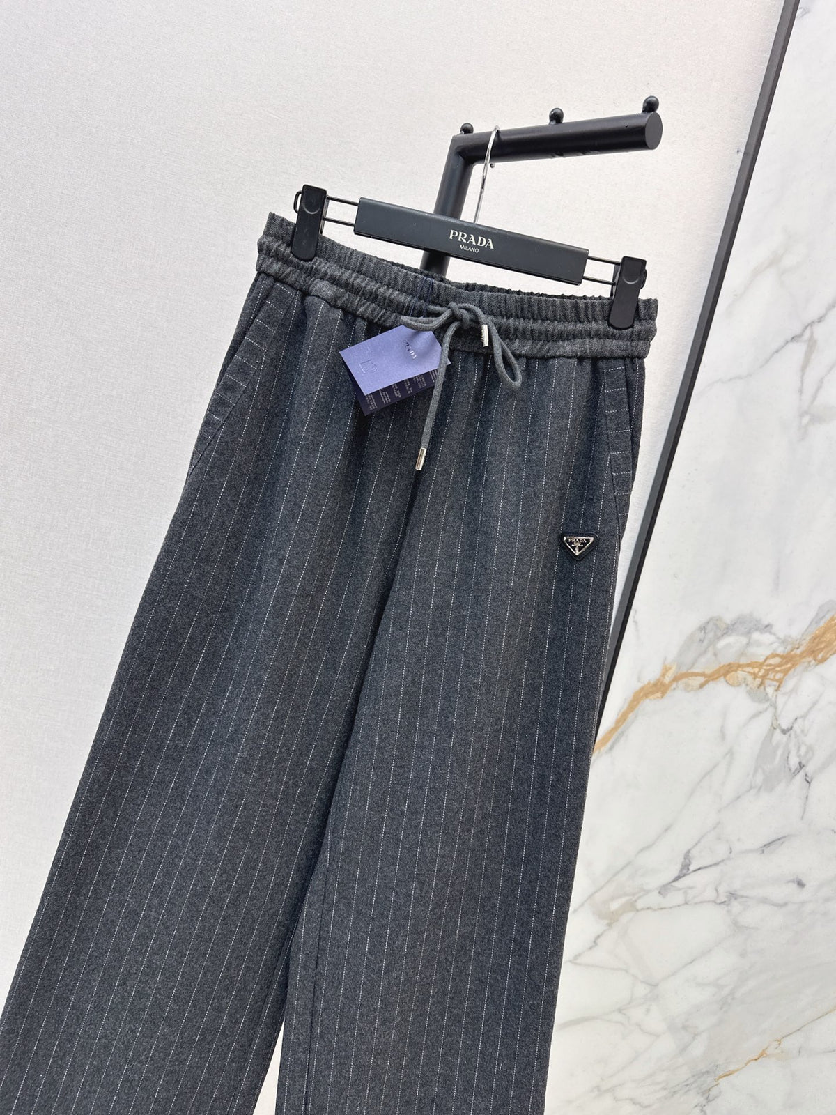 26FW New Striped Wool Wide-Leg Trousers 🩶🖤