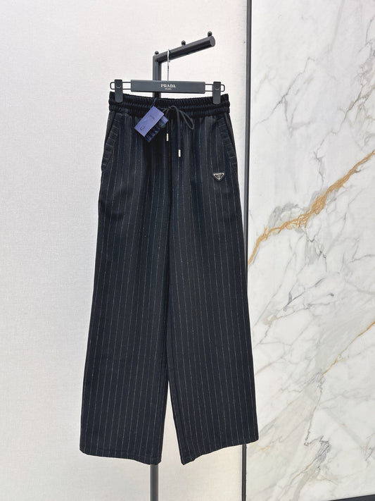 26FW New Striped Wool Wide-Leg Trousers 🩶🖤