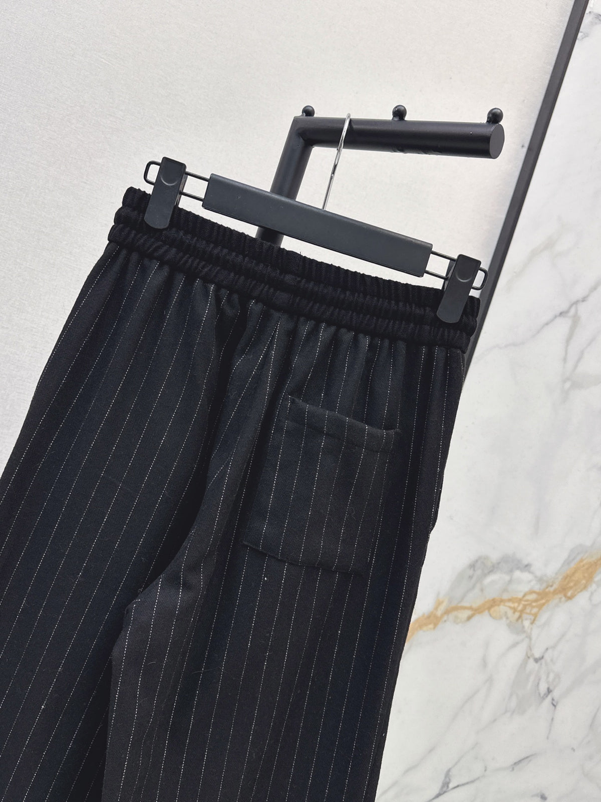 26FW New Striped Wool Wide-Leg Trousers 🩶🖤
