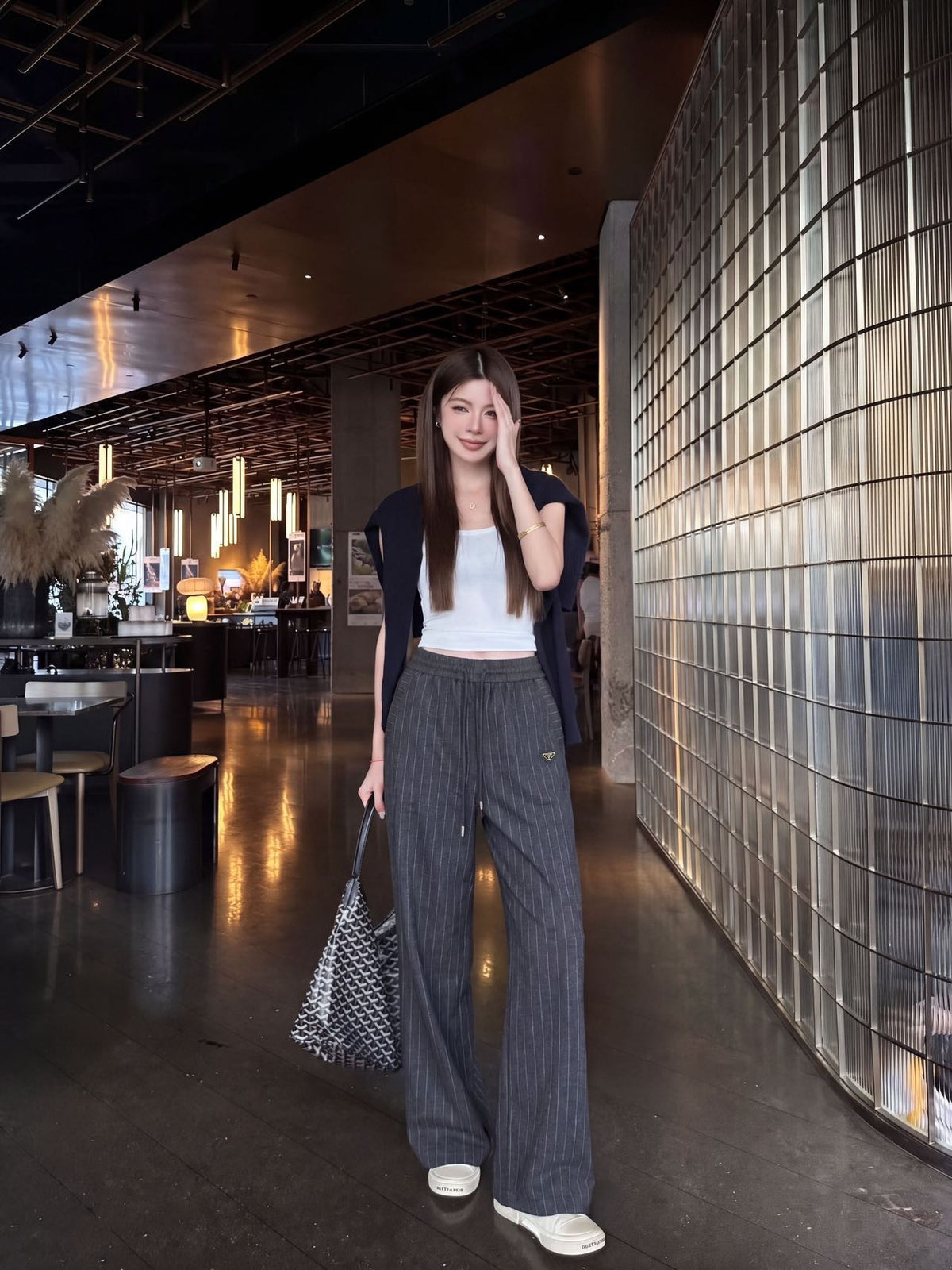 26FW New Striped Wool Wide-Leg Trousers 🩶🖤