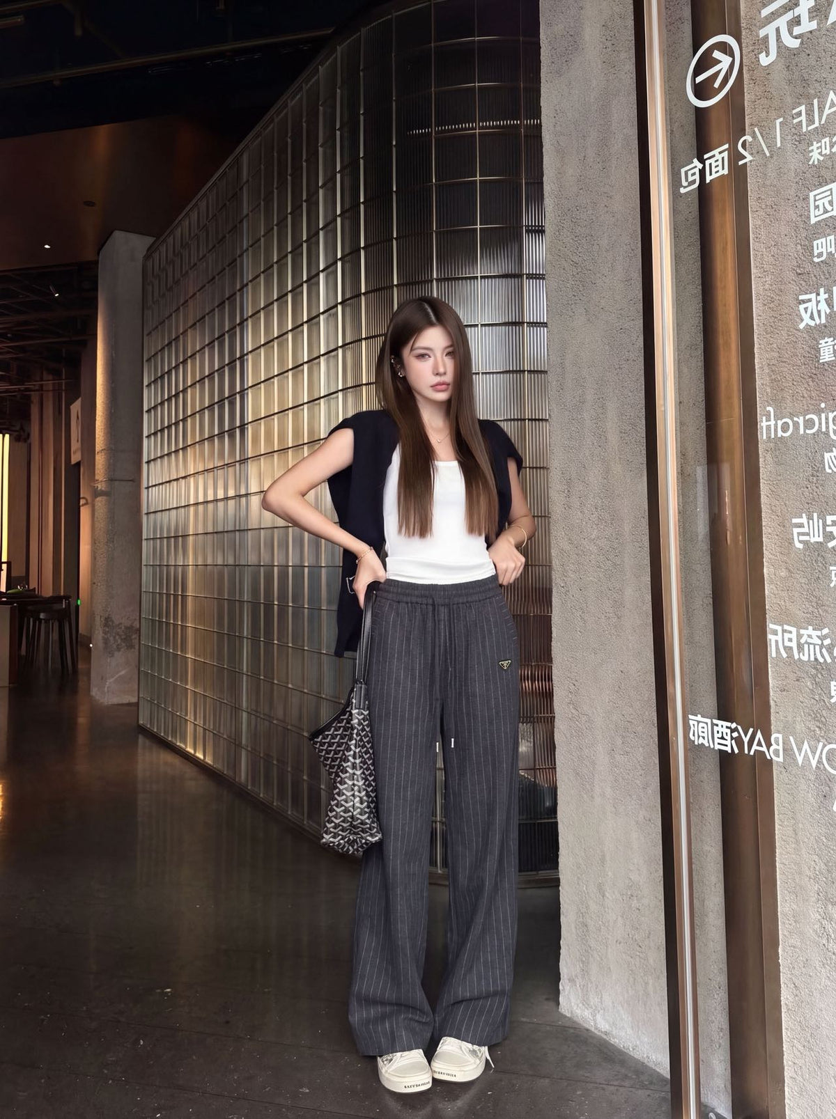 26FW New Striped Wool Wide-Leg Trousers 🩶🖤
