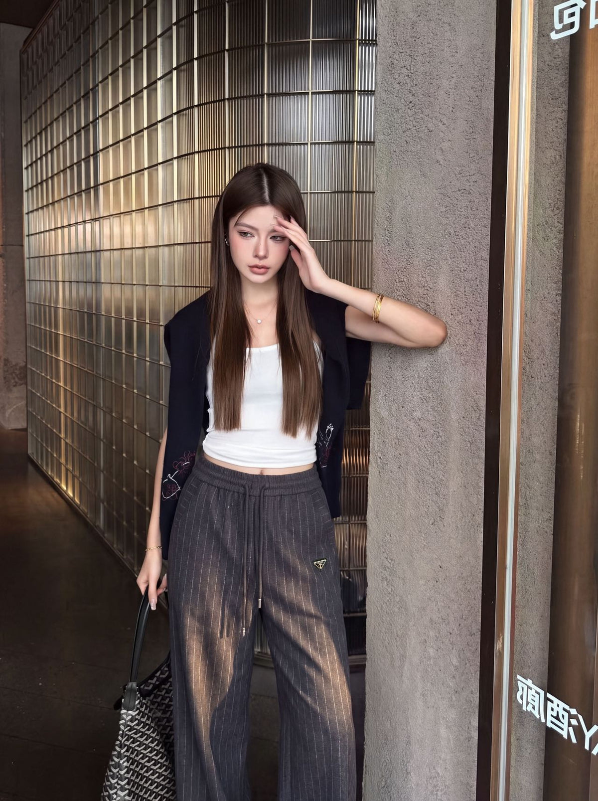 26FW New Striped Wool Wide-Leg Trousers 🩶🖤