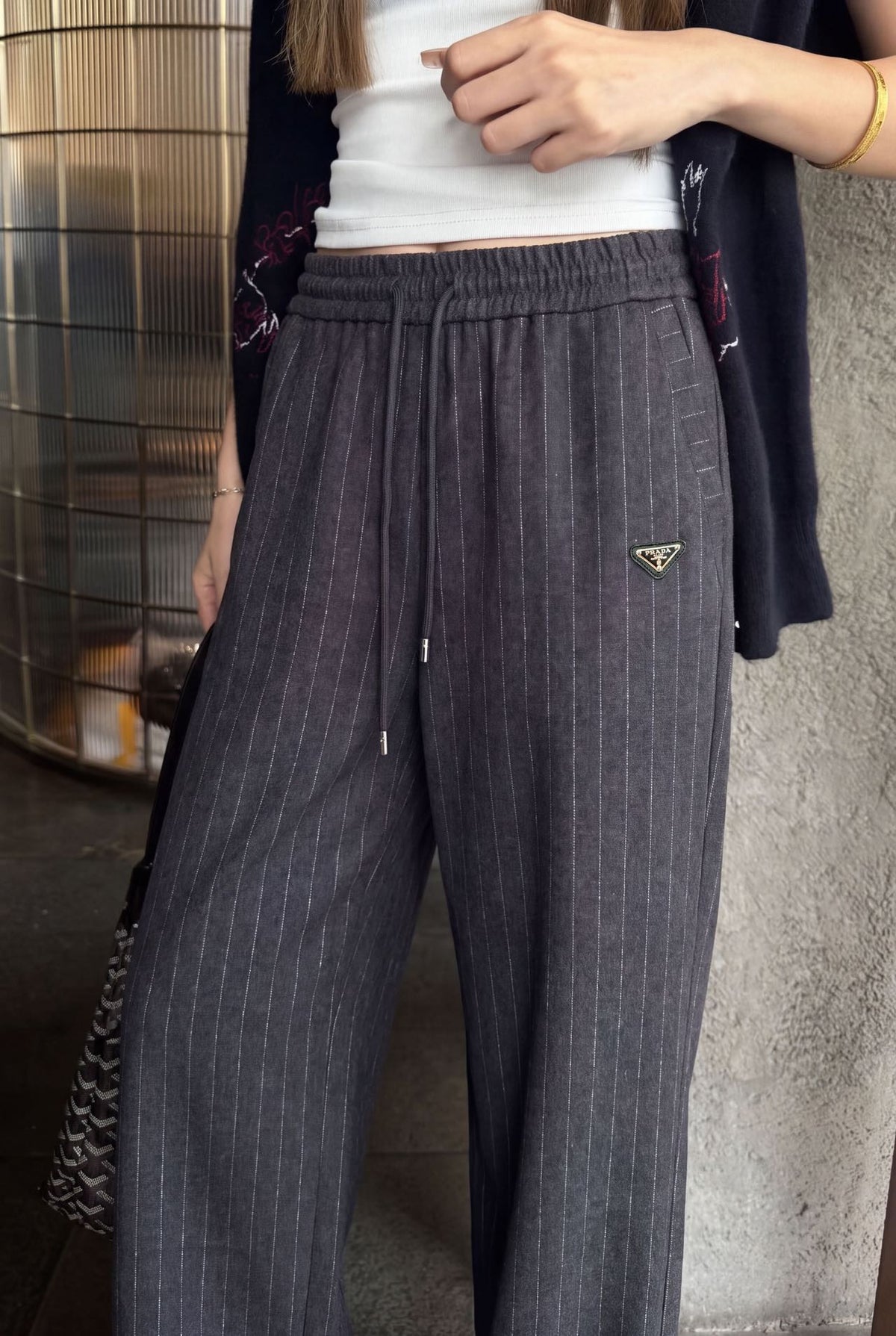 26FW New Striped Wool Wide-Leg Trousers 🩶🖤