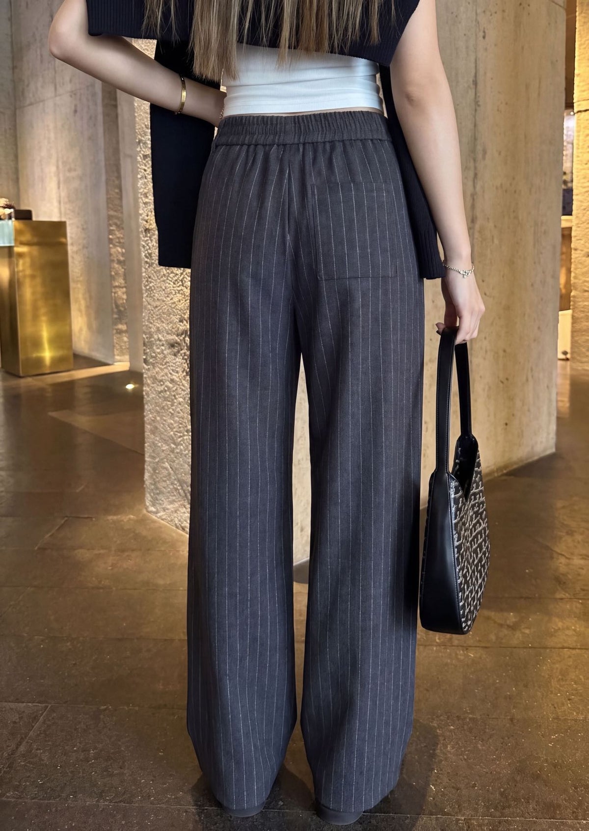 26FW New Striped Wool Wide-Leg Trousers 🩶🖤