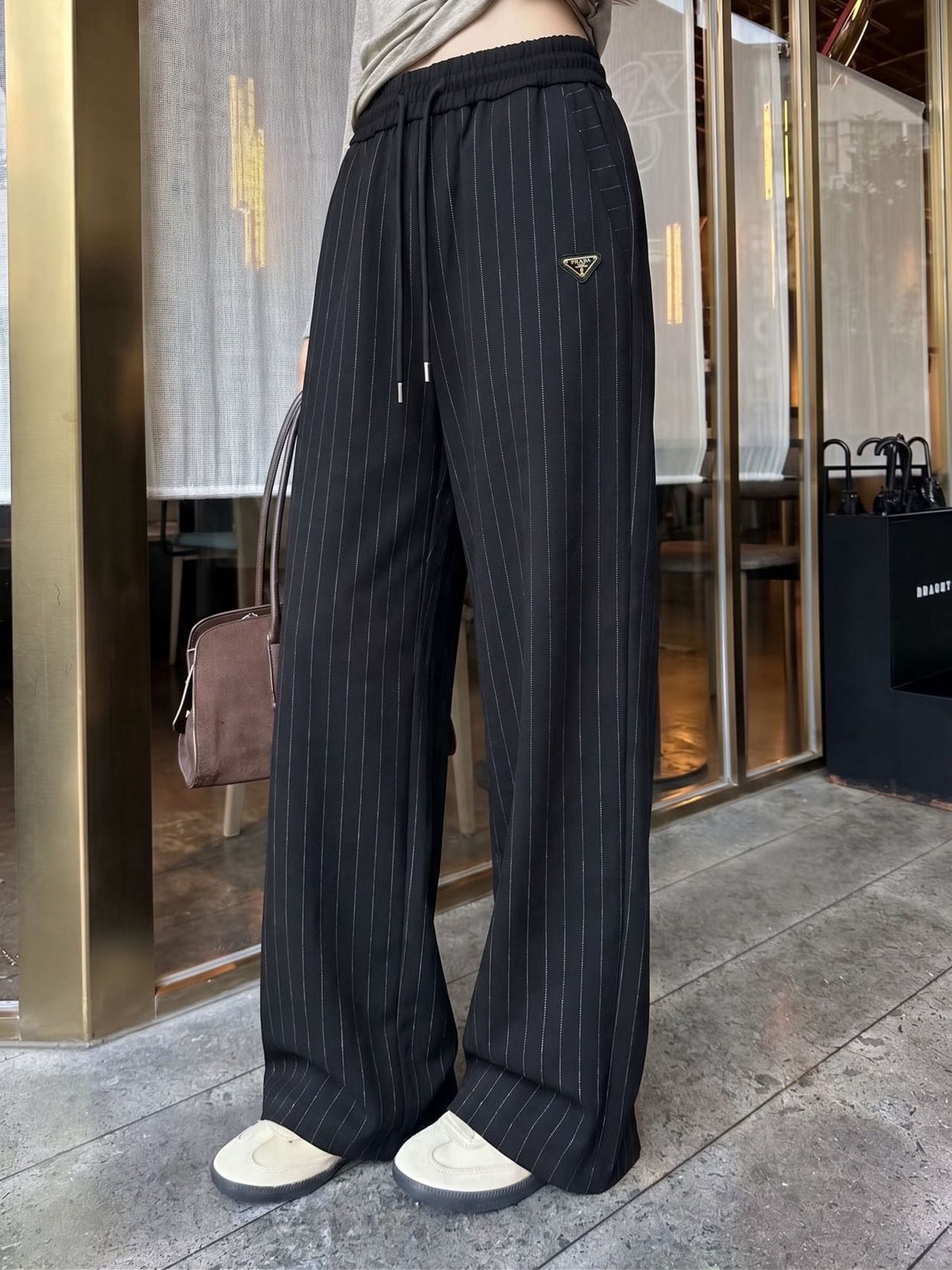 26FW New Striped Wool Wide-Leg Trousers 🩶🖤