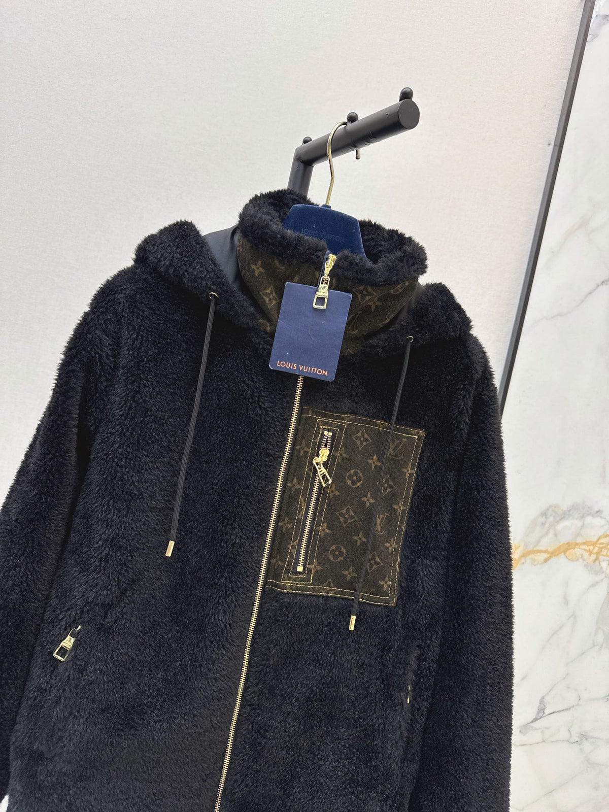 26FW New Oversized Teddy Hooded Coat with Patch Pockets 🖤