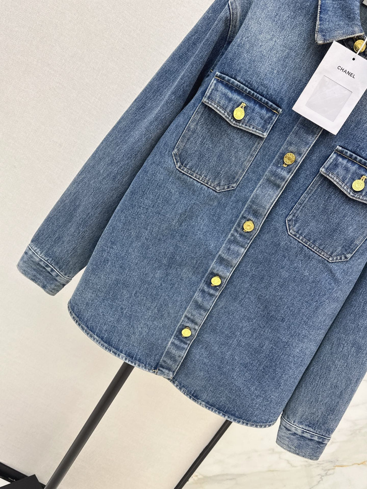 🔥Highest Quality🔥26FW New Heavily Embellished Denim Shirt 🩵