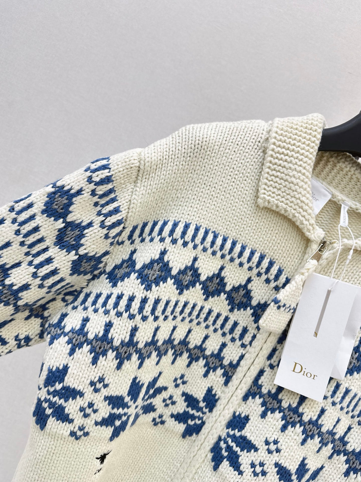 26FW New Fair Isle Zip-Up Knit Cardigan with Fold-Over Collar 🤍