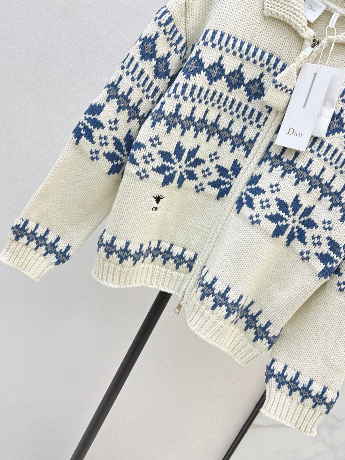 26FW New Fair Isle Zip-Up Knit Cardigan with Fold-Over Collar 🤍