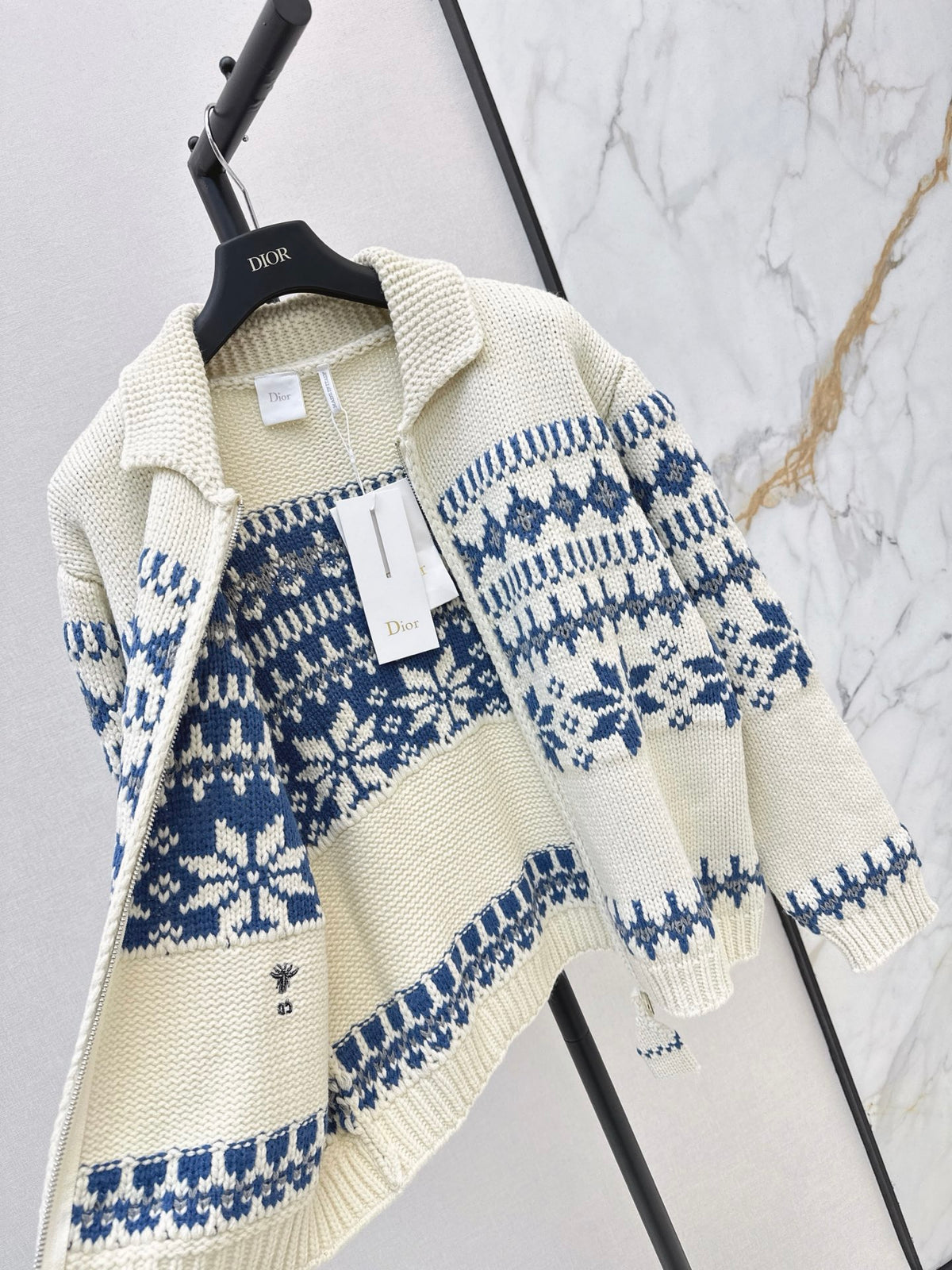 26FW New Fair Isle Zip-Up Knit Cardigan with Fold-Over Collar 🤍