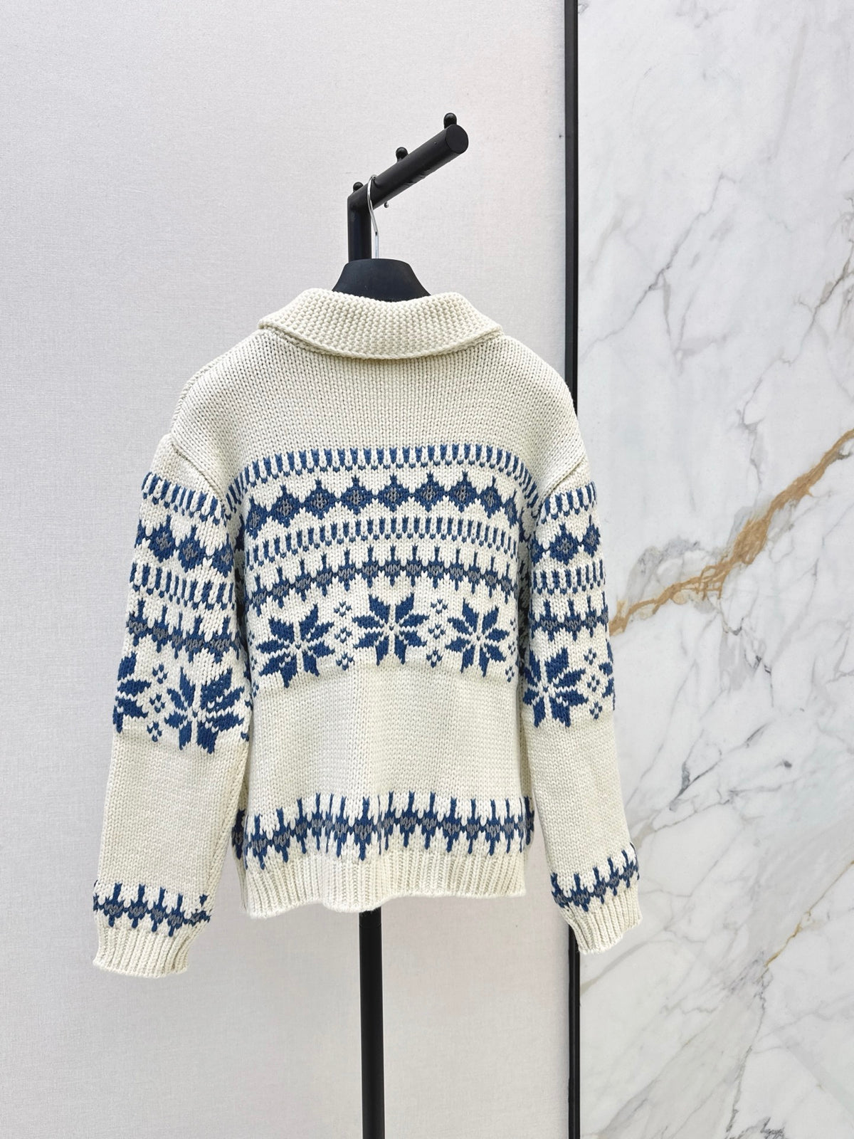 26FW New Fair Isle Zip-Up Knit Cardigan with Fold-Over Collar 🤍