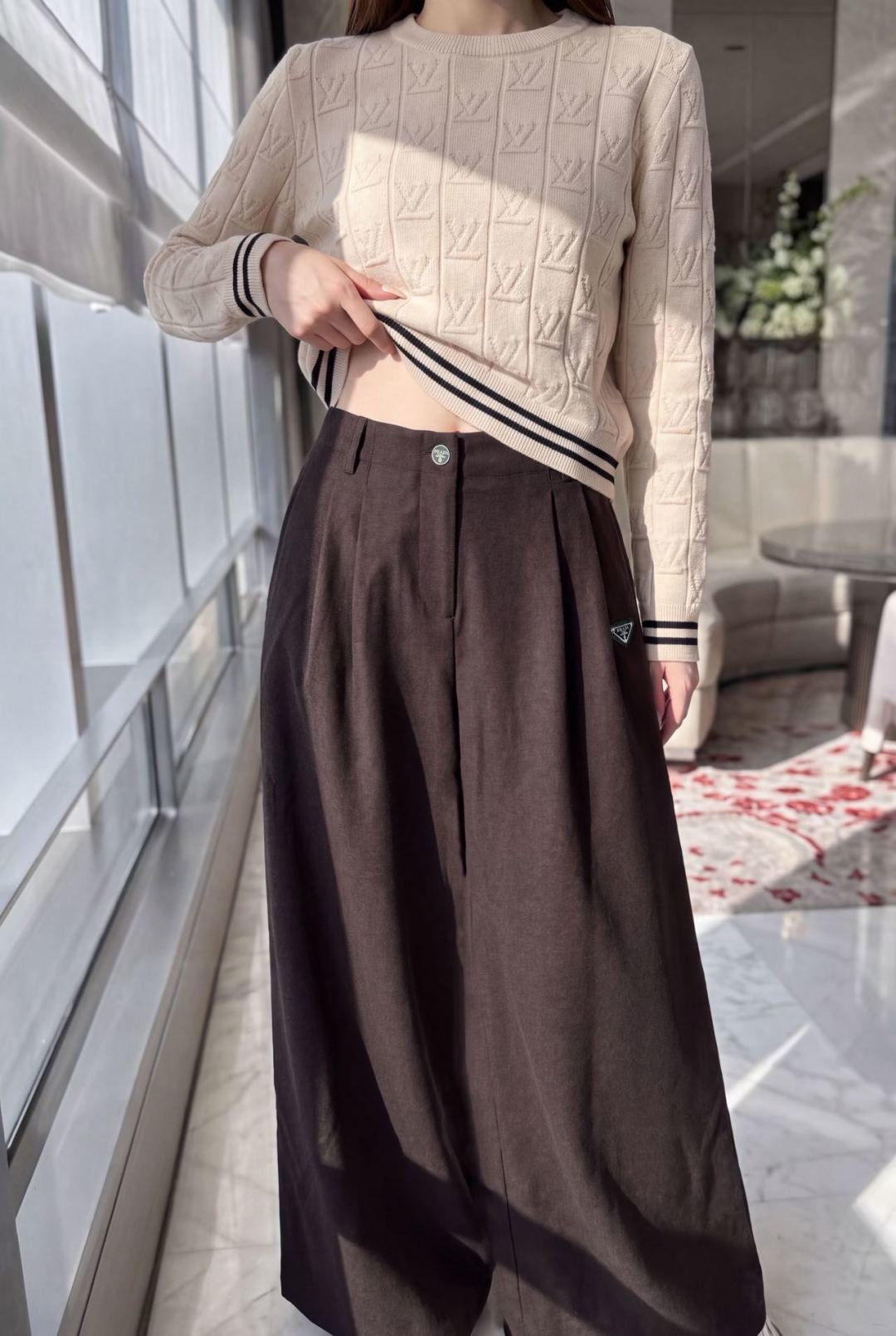 26FW New Straight-Leg Wide-Leg Trousers with Triangular Logo Detail 🤎💙🖤