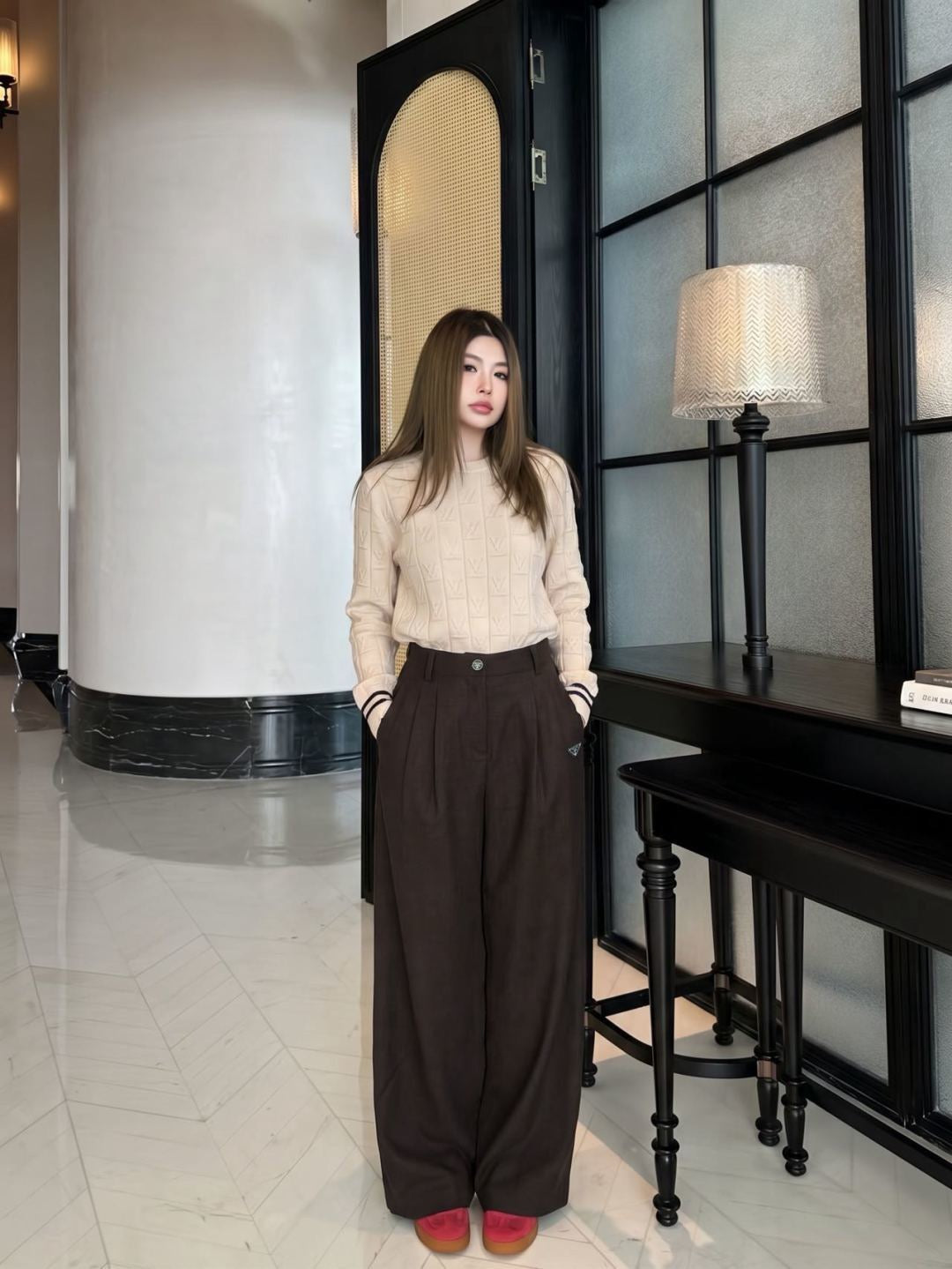 26FW New Straight-Leg Wide-Leg Trousers with Triangular Logo Detail 🤎💙🖤