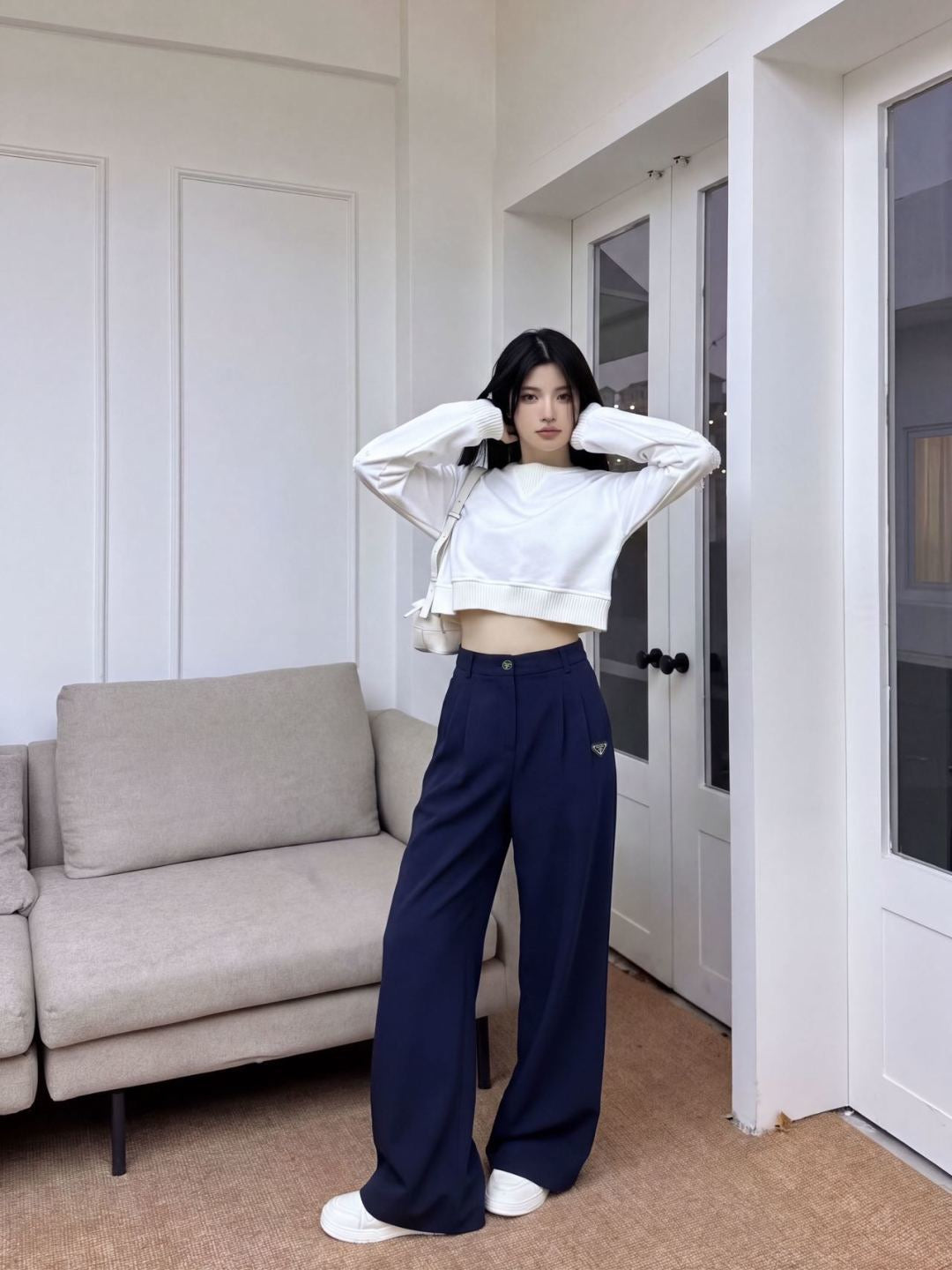 26FW New Straight-Leg Wide-Leg Trousers with Triangular Logo Detail 🤎💙🖤