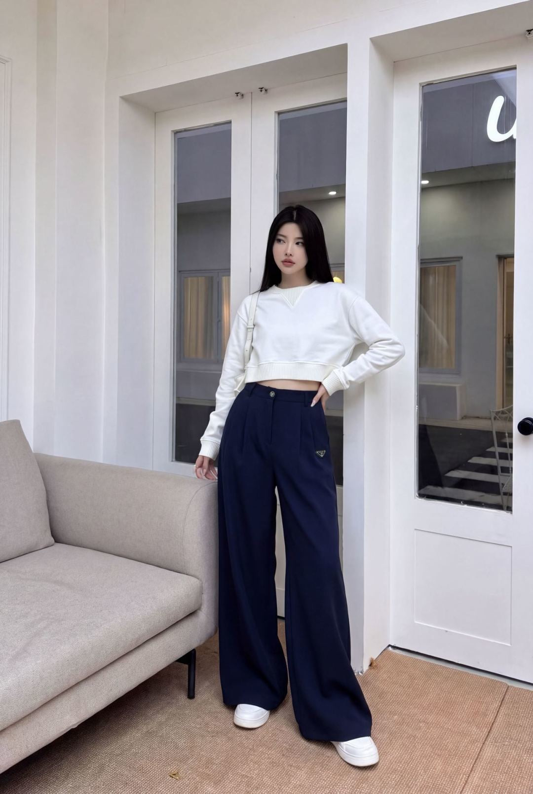 26FW New Straight-Leg Wide-Leg Trousers with Triangular Logo Detail 🤎💙🖤