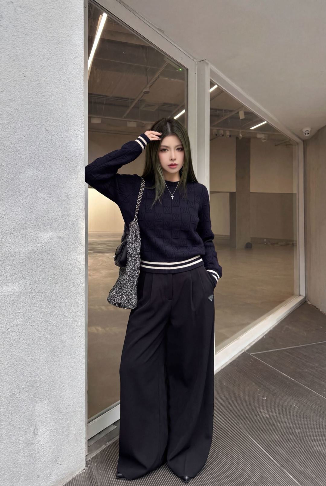 26FW New Straight-Leg Wide-Leg Trousers with Triangular Logo Detail 🤎💙🖤
