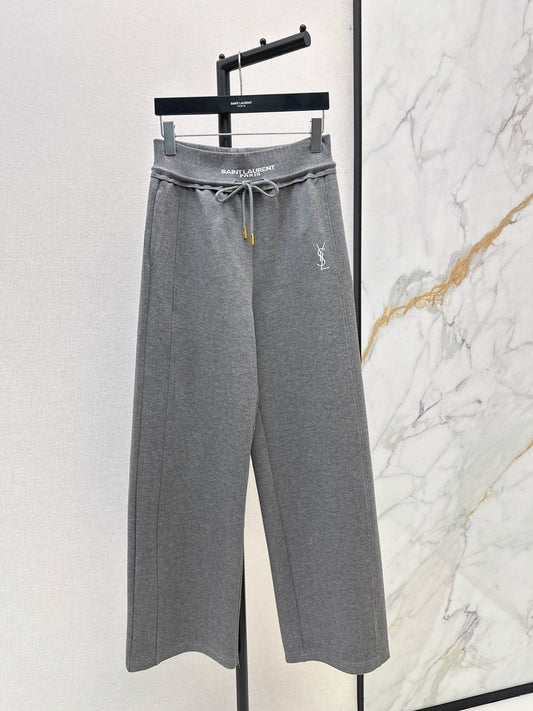 26FW New Letter-Detailed Ribbed Straight-Leg Trousers 🩶🖤