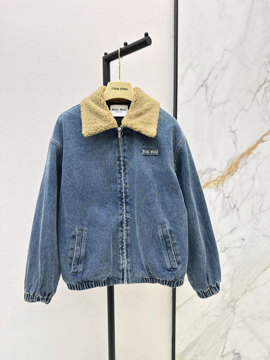 26FW New Oversized Denim Jacket with Contrast-Color Lapel 🩵