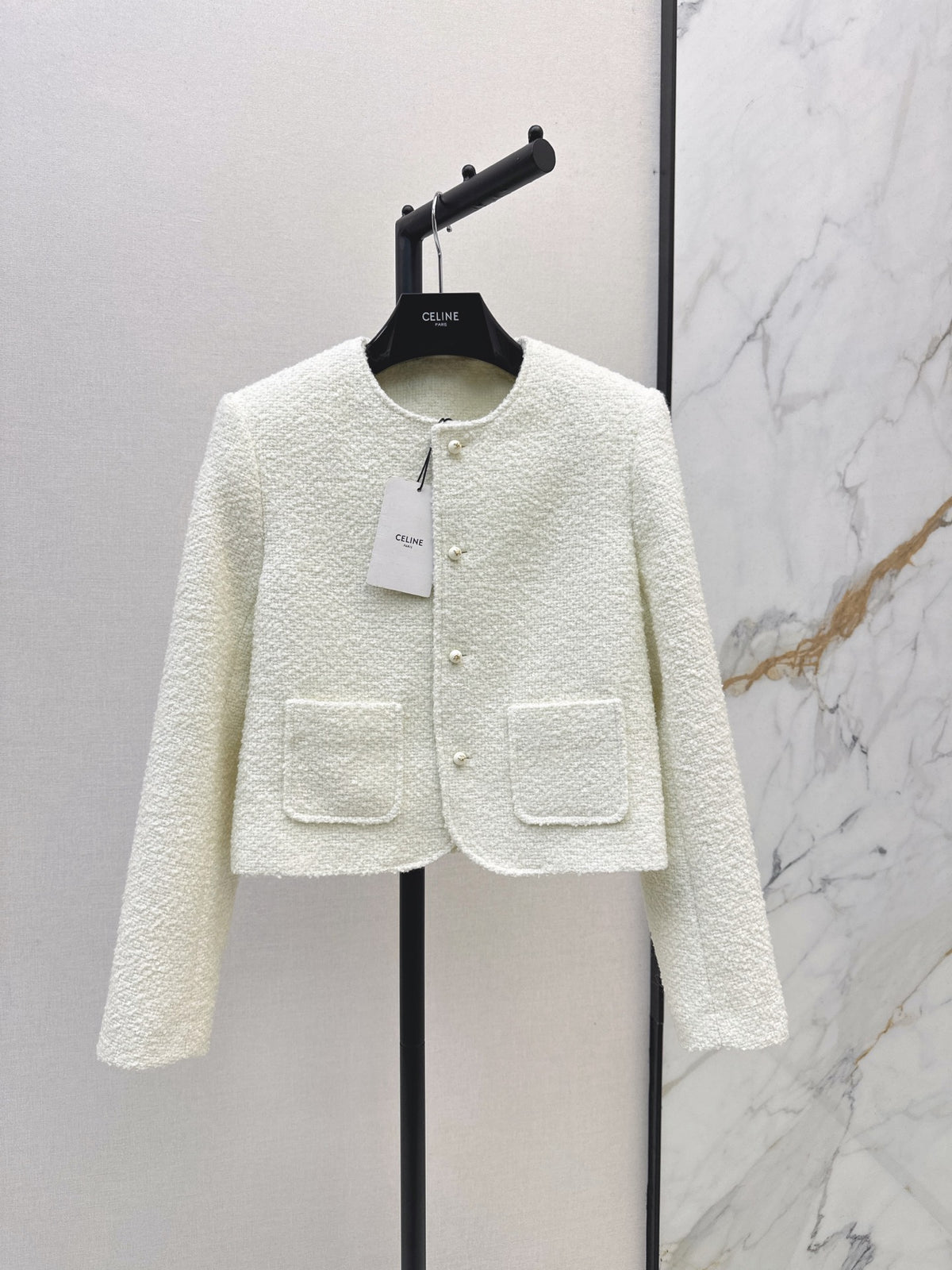 26FW New Cream-Colored Cropped Knit Jacket 🤍
