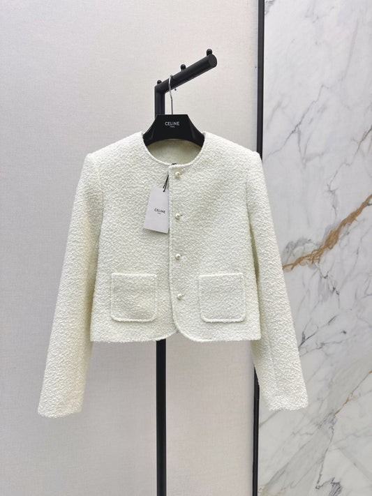 26FW New Cream-Colored Cropped Knit Jacket 🤍