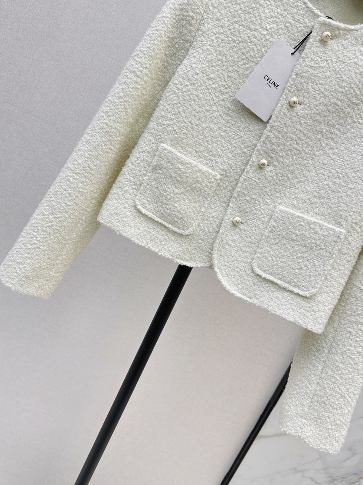 26FW New Cream-Colored Cropped Knit Jacket 🤍