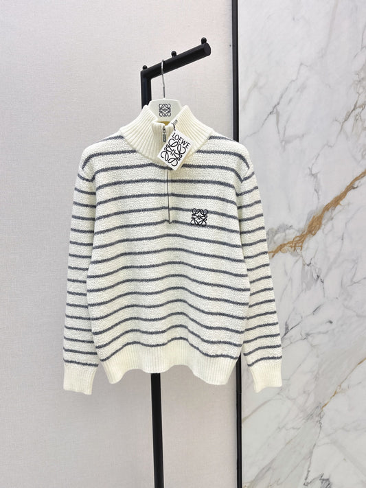 26FW New Half-Placket Striped Knit Top 🤍🤎
