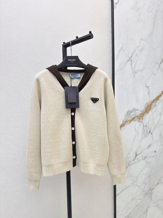 26FW New Color-Block Hooded Knit Cardigan 🤍🤎