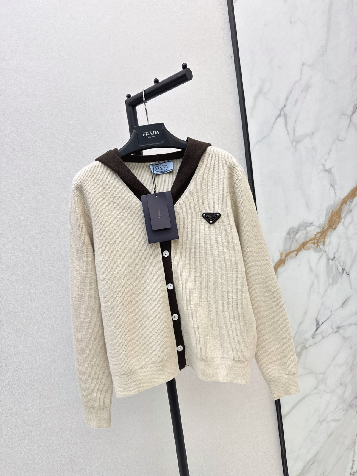 26FW New Color-Block Hooded Knit Cardigan 🤍🤎