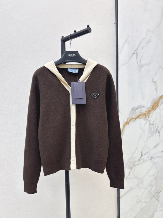 26FW New Color-Block Hooded Knit Cardigan 🤍🤎